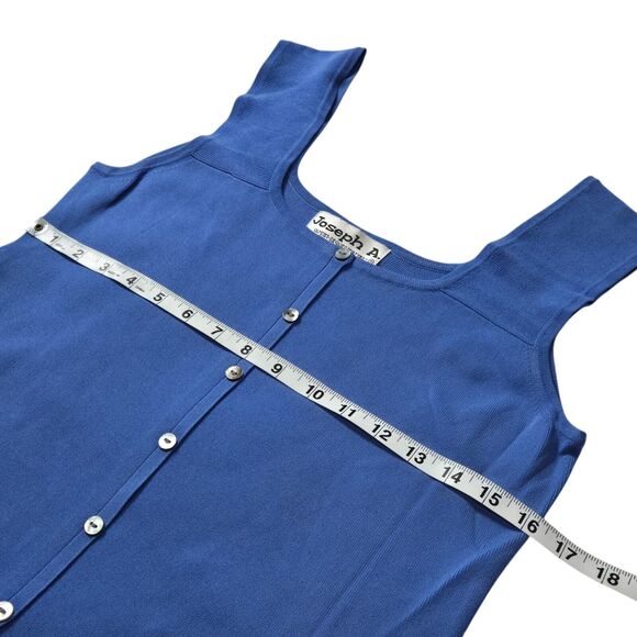 Joseph A Knit Tank Top Stretch Sleeveless Faux Buttons Blue XL Square Neck VTG - Picture 6 of 7